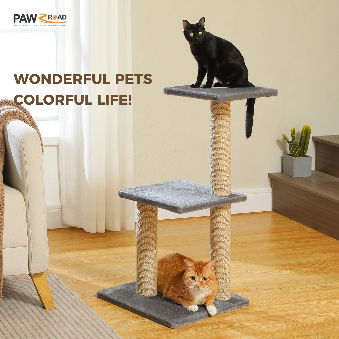 Indoor Cat Tree Tower with Scratching Posts and Hammock