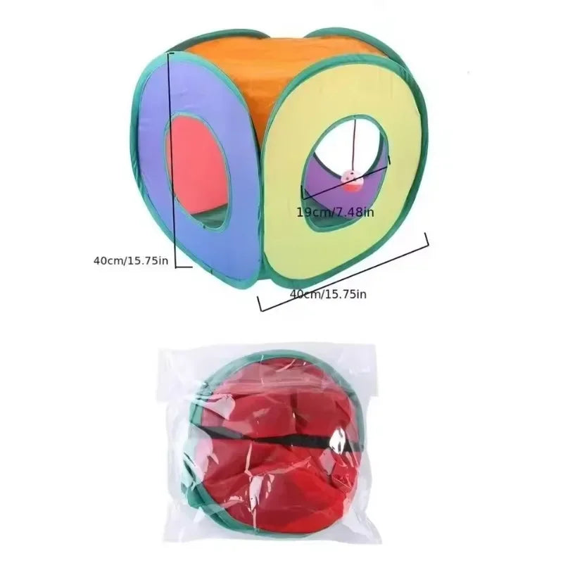 Fun Cat Tunnel Cube Tent Interactive Playhouse for Pets