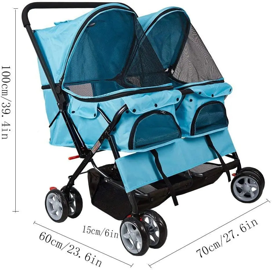 Double Pet Stroller for Two Dogs Cats Convenient Travel Solution