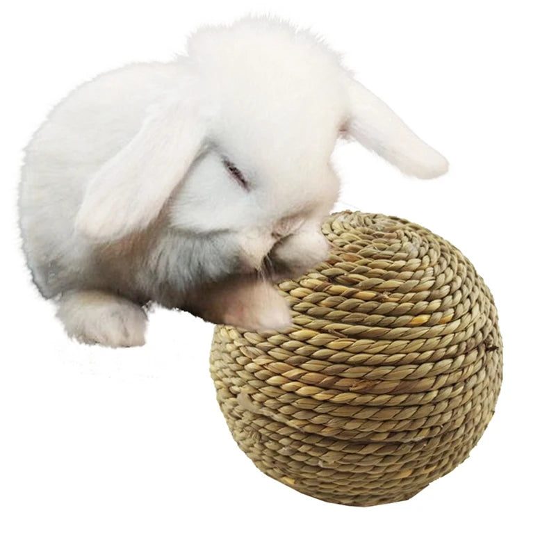 Natural Grass Ball Chew Toys for Small Pets and Rabbits