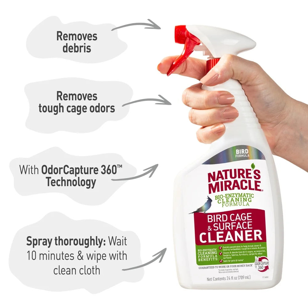 Bird Cage Cleaner with Bio-Enzymatic Formula for Tough Odors
