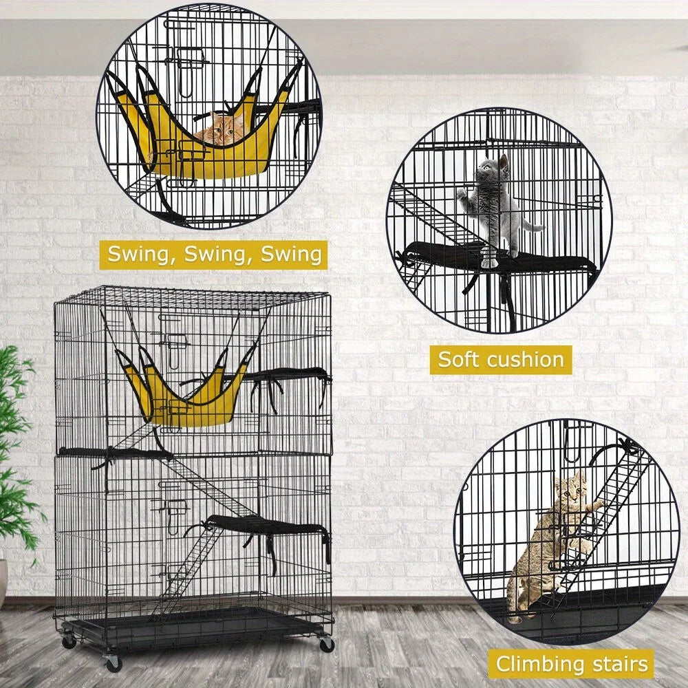4-Tier Cat Cage Playpen with Free Hammock for Cats