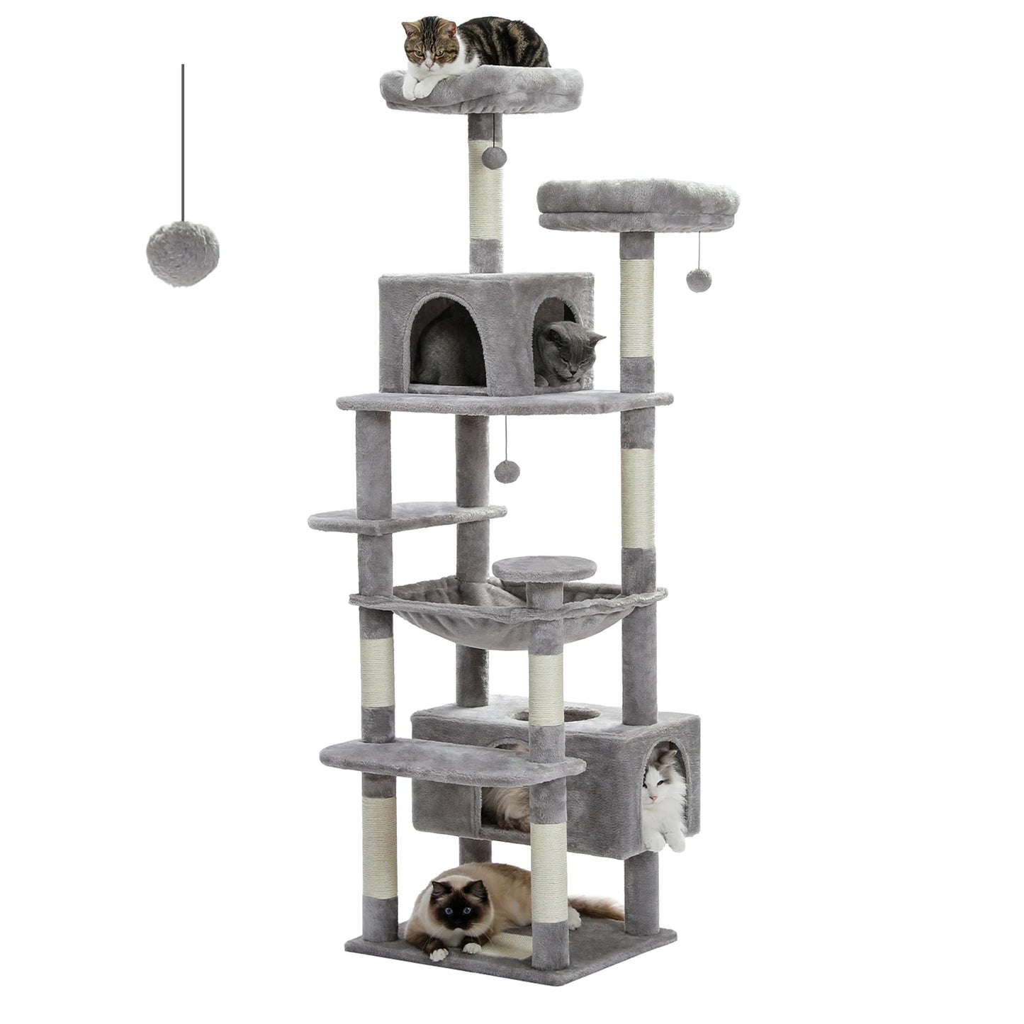 Large Indoor Cat Tree Tower With Scratching Posts And Hammock