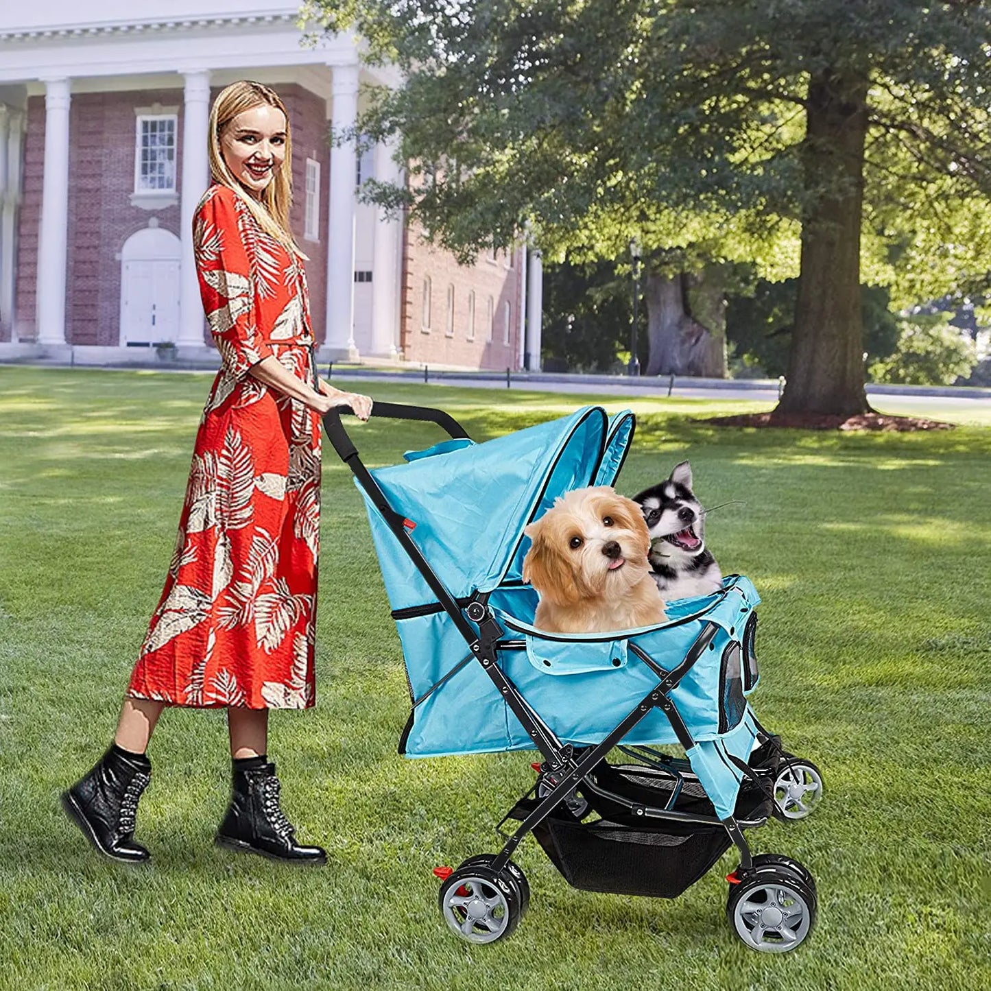 Double Pet Stroller for Two Dogs Cats Convenient Travel Solution