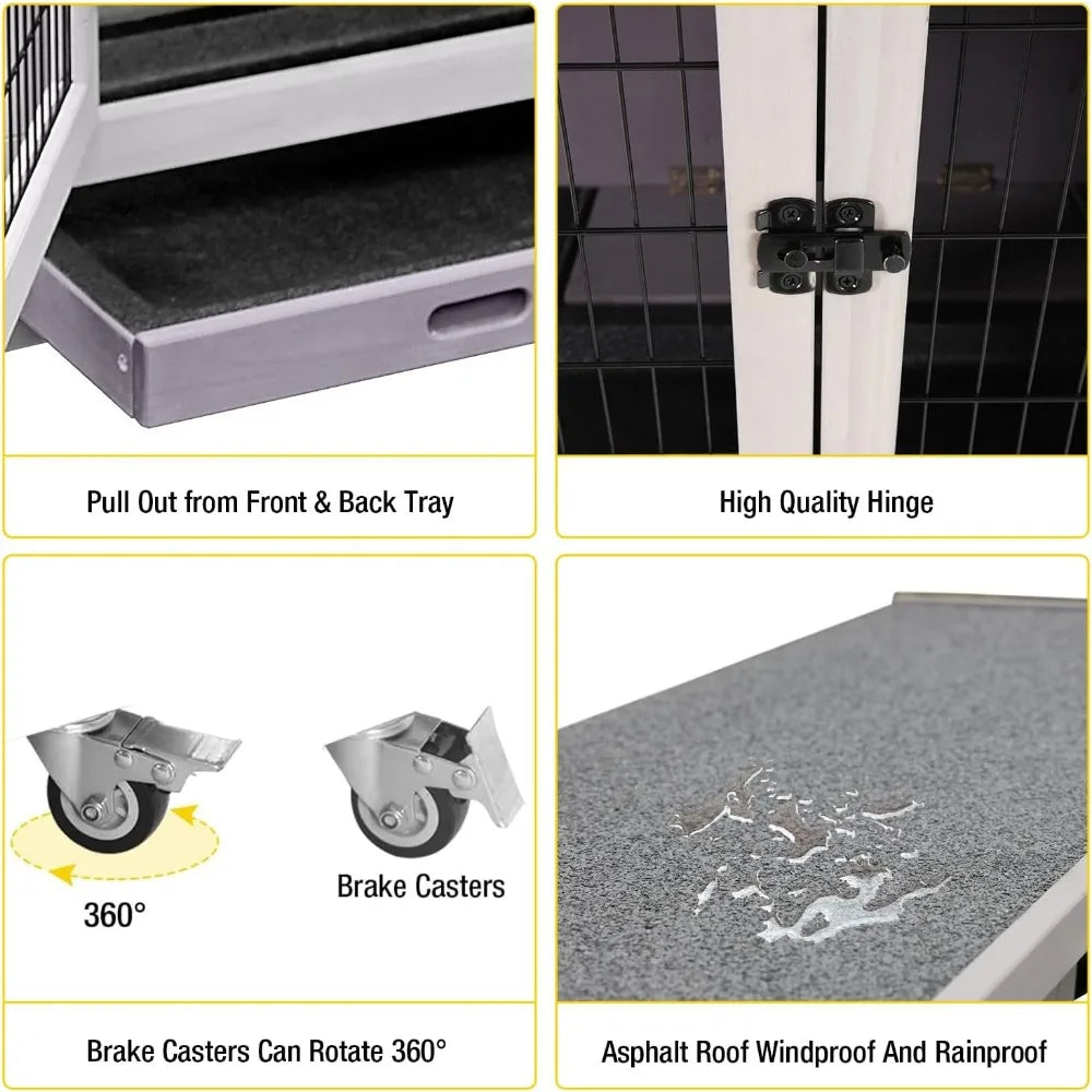 Folding Rabbit Hutch Indoor Outdoor Easy Setup Bunny Cage