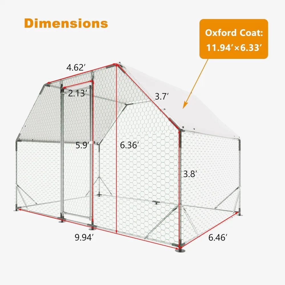 Durable Metal Walk In Poultry Coop And Outdoor Run Secure
