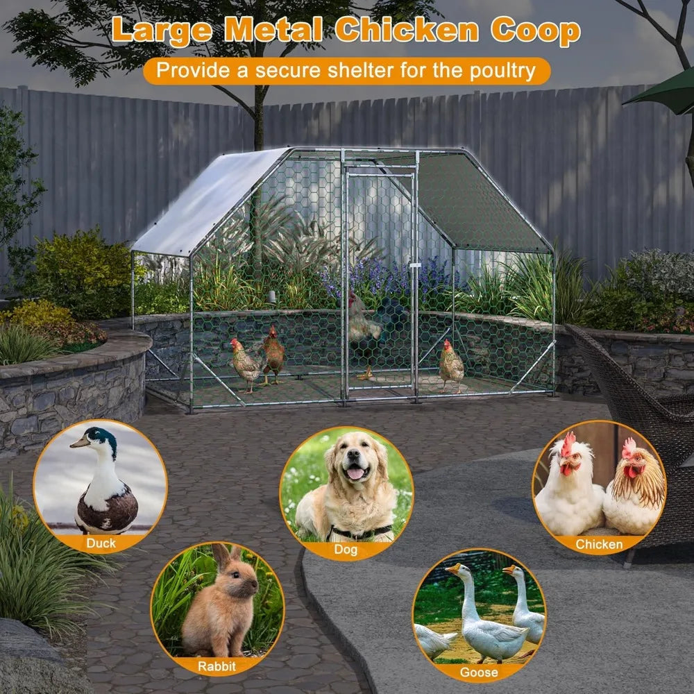 Durable Metal Walk In Poultry Coop And Outdoor Run Secure