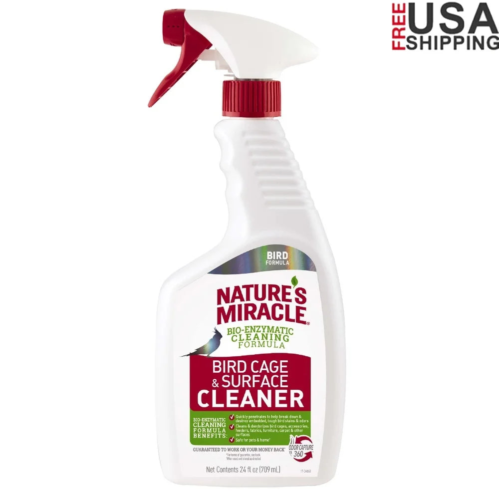 Bird Cage Cleaner with Bio-Enzymatic Formula for Tough Odors