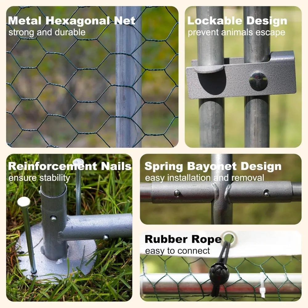 Durable Metal Walk In Poultry Coop And Outdoor Run Secure