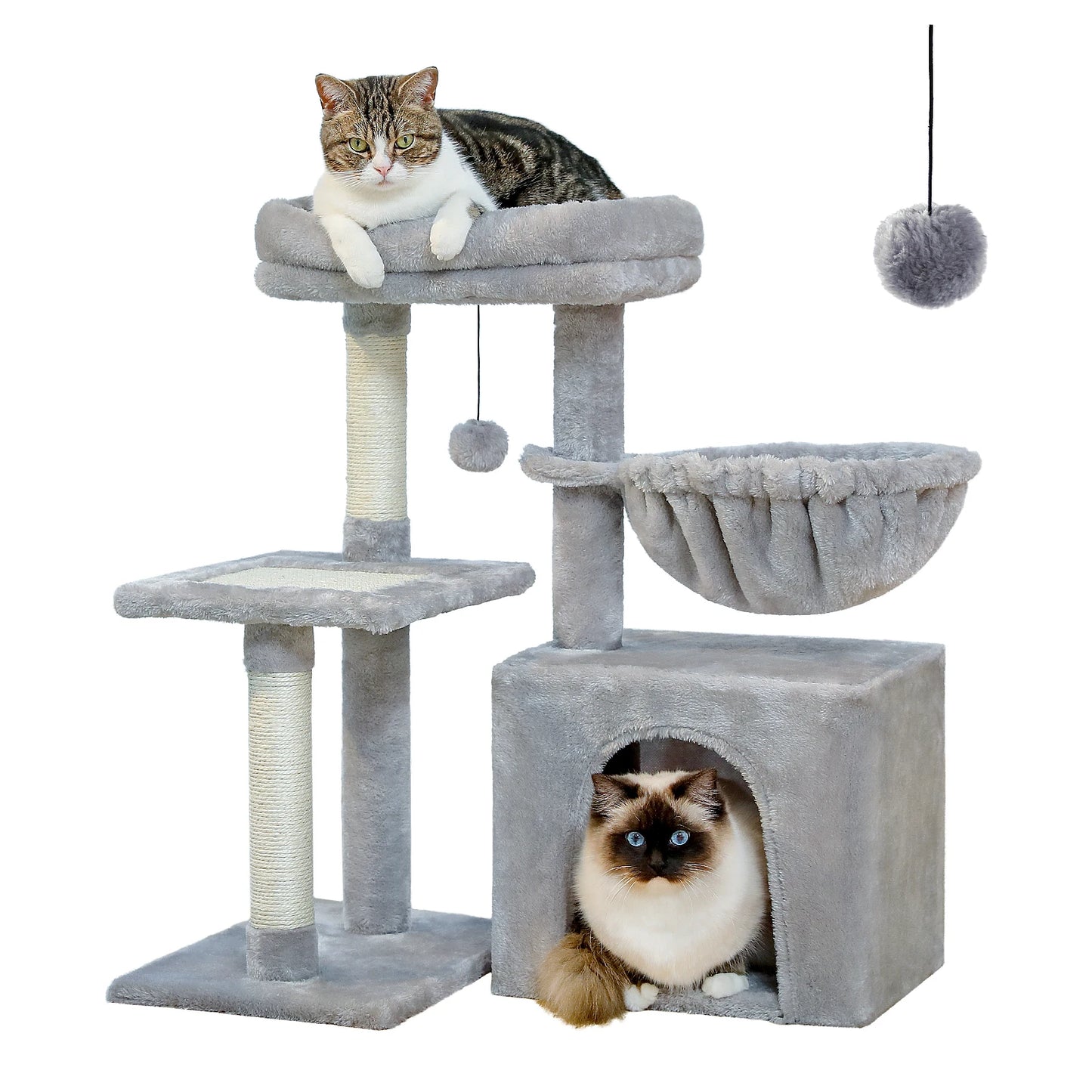 Indoor Cat Tree Tower with Scratching Posts and Hammock