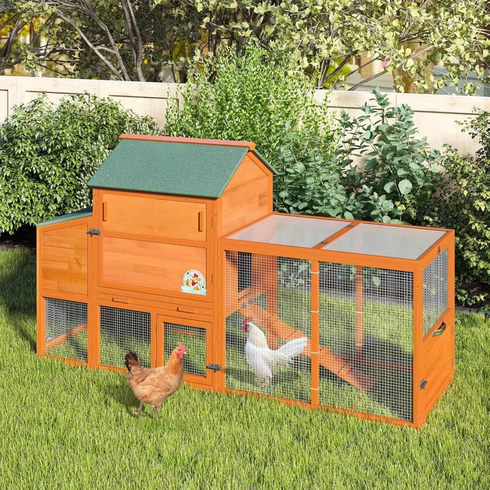 Large Wooden Chicken Coop and Rabbit Hutch with Wheels