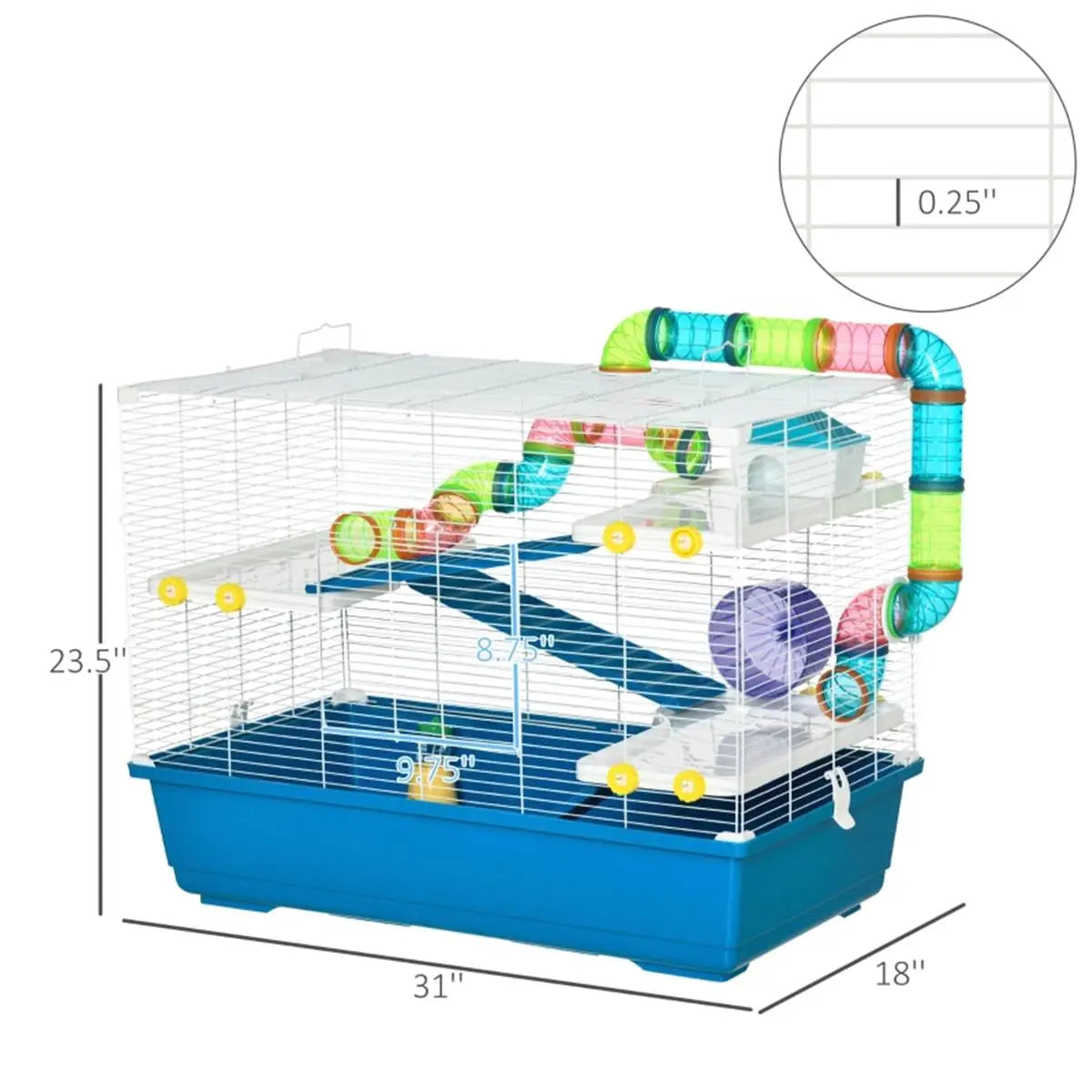Spacious Multi-Tier Hamster Cage with Easy Carry Handles