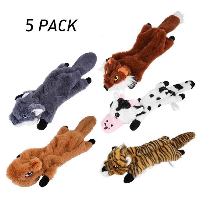 Cute Interactive Plush Dog Squeaky Toy Set for Playtime