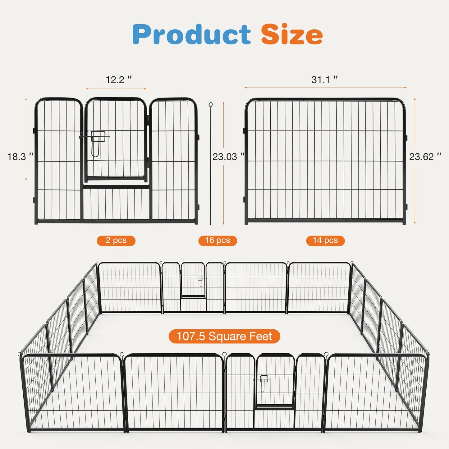 Sturdy Metal Dog Playpen for Indoor and Outdoor Use
