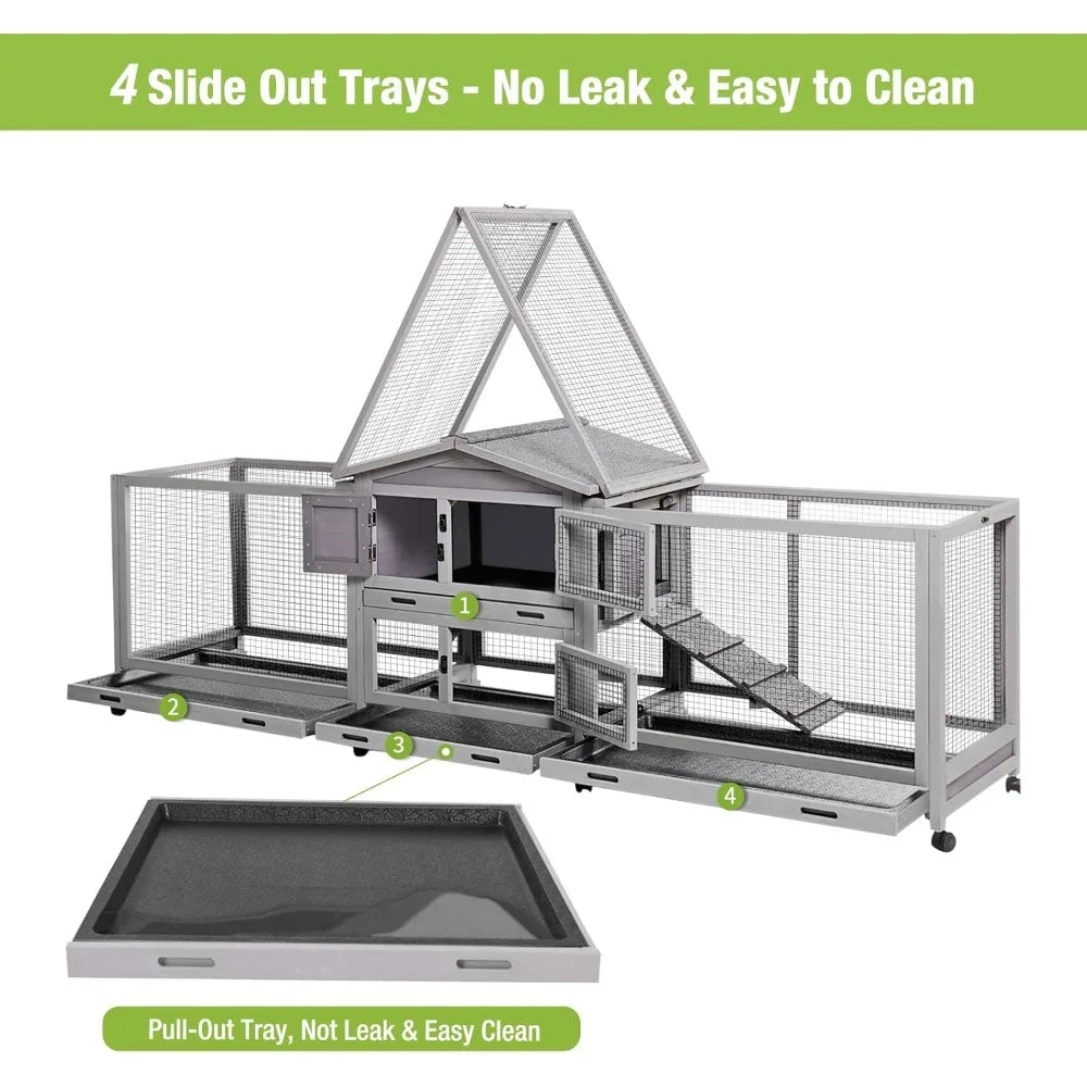 Large Rabbit Hutch and Guinea Pig Cage with Removable Trays