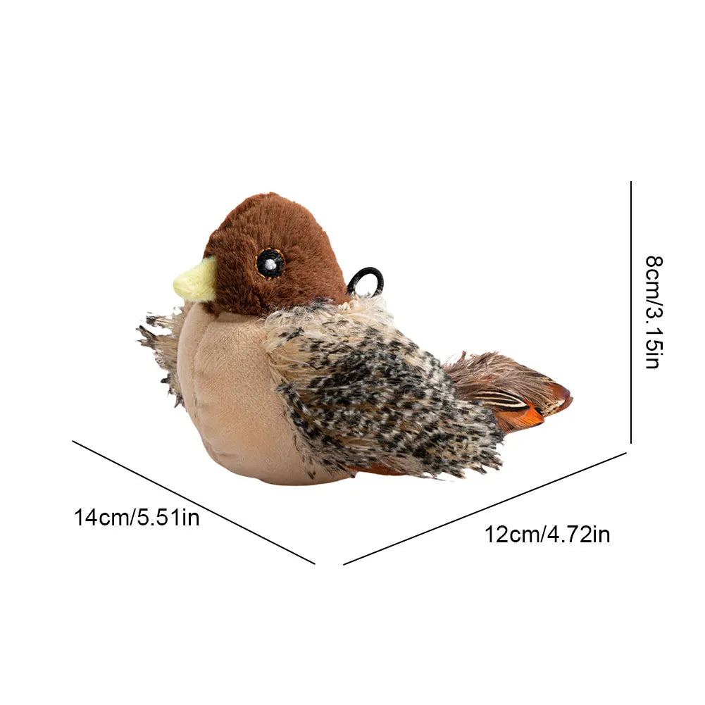 Interactive Flapping Bird Cat Toy Electric Squeaky Chirping Plush