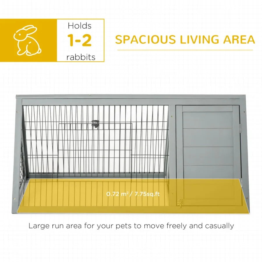 PawHut Wooden Outdoor Rabbit Hutch With Run And Ventilation