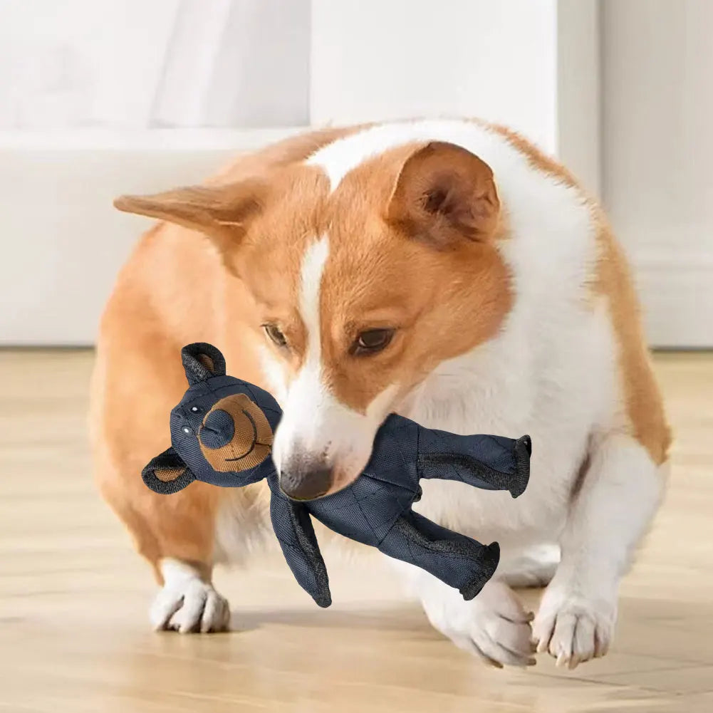 Indestructible Plush Bear Dog Toy With Sound Teeth Cleaner