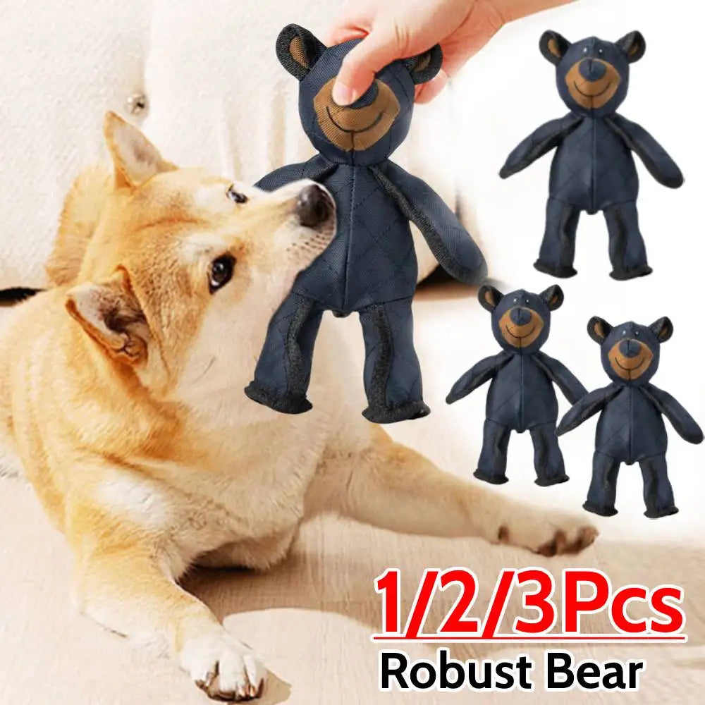 Indestructible Plush Bear Dog Toy With Sound Teeth Cleaner
