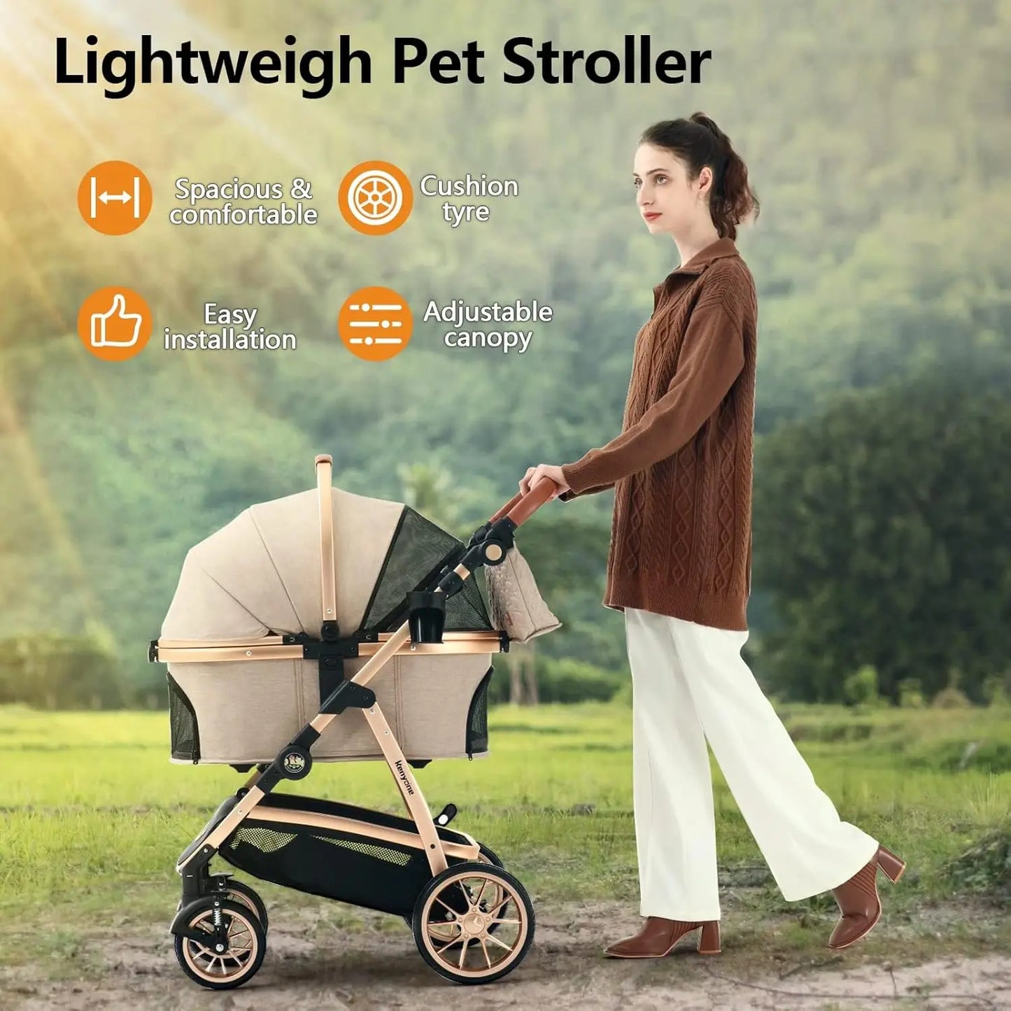 Luxury 3 in 1 Pet Stroller for Dogs and Cats