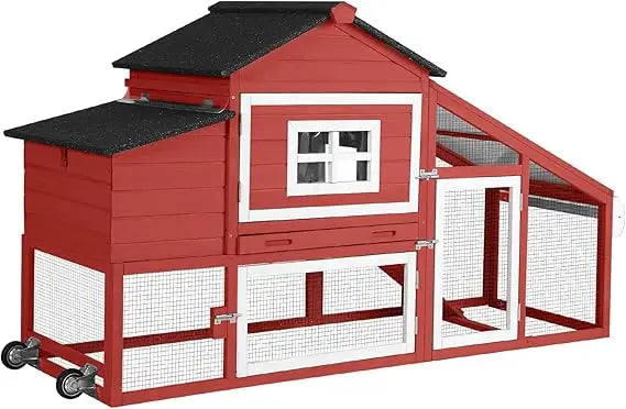 Mobile Outdoor Rabbit Hutch With Run And UV Protective Roof