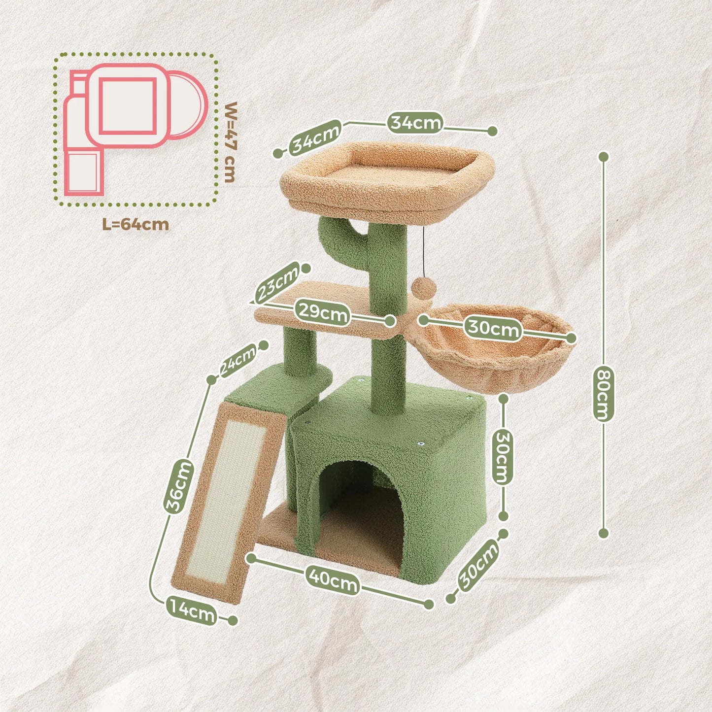Indoor Cat Tree Tower with Scratching Posts and Hammock