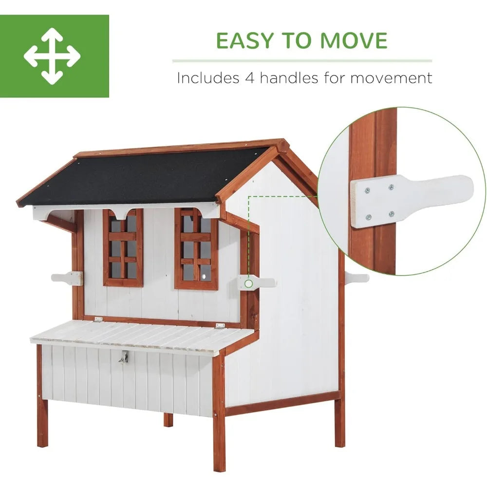 Portable Wooden Chicken Coop With Nesting Box And Handles