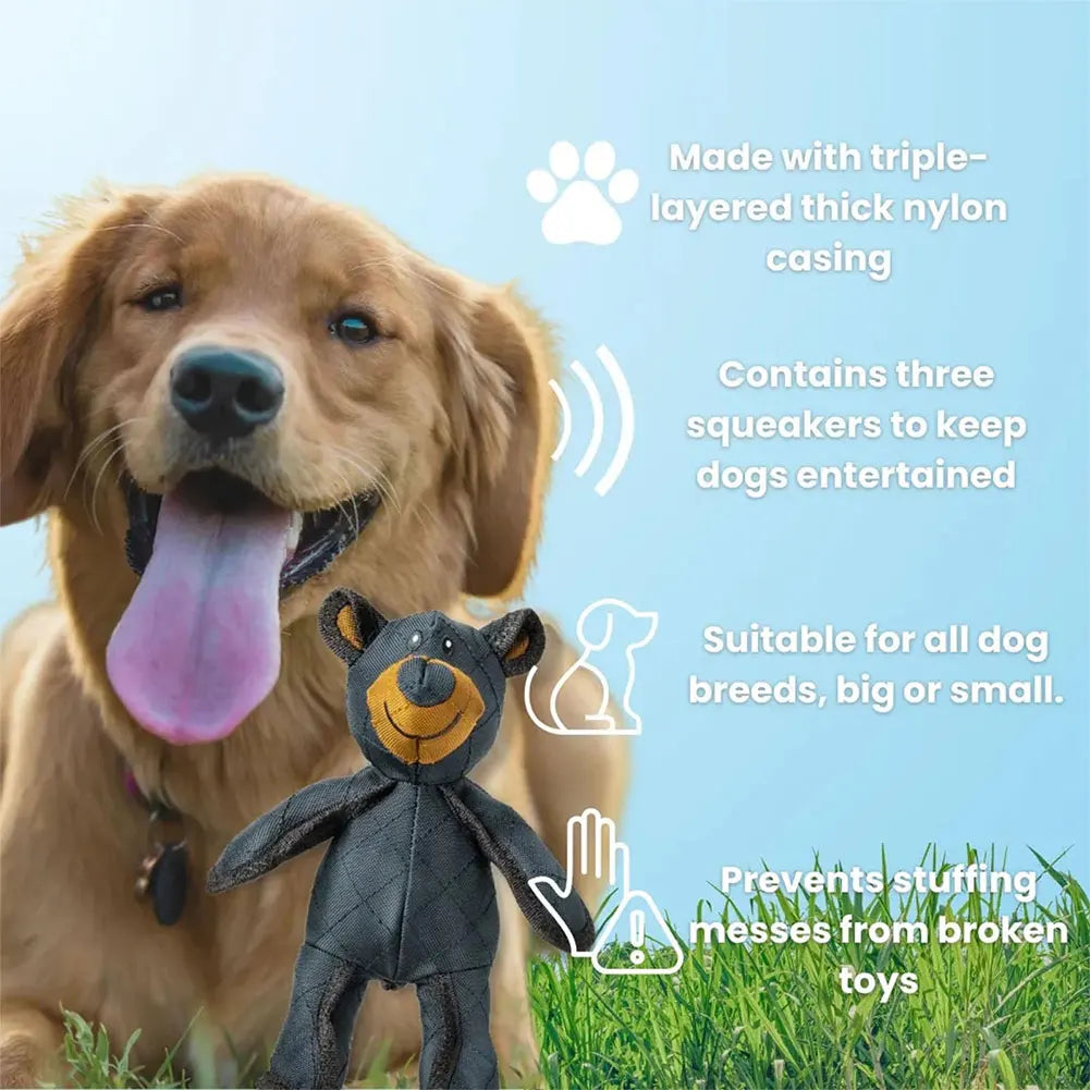 Indestructible Plush Bear Dog Toy With Sound Teeth Cleaner