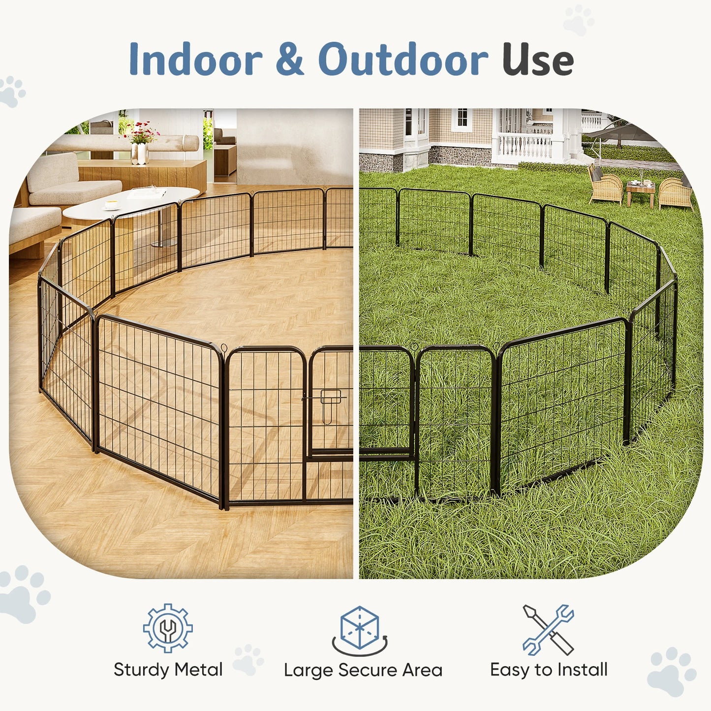 Sturdy Metal Dog Playpen for Indoor and Outdoor Use