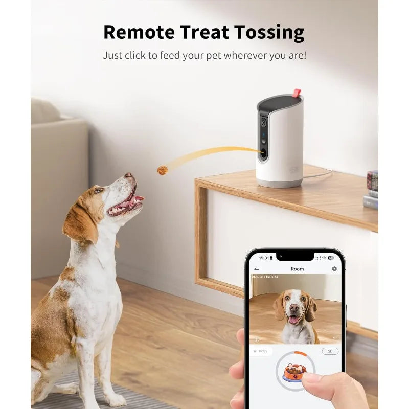 2K Pet Camera With Treat Dispenser And 360 Degree View