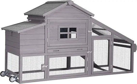Mobile Outdoor Rabbit Hutch With Run And UV Protective Roof