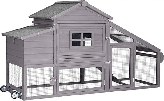 Mobile Outdoor Rabbit Hutch With Run And UV Protective Roof