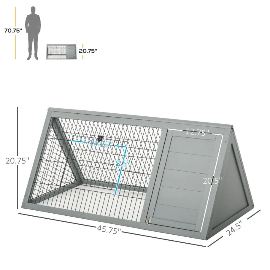 PawHut Wooden Outdoor Rabbit Hutch With Run And Ventilation