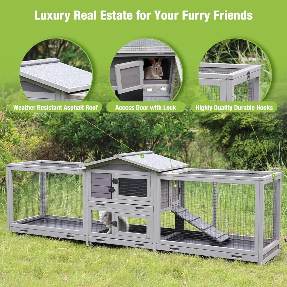 Large Rabbit Hutch and Guinea Pig Cage with Removable Trays