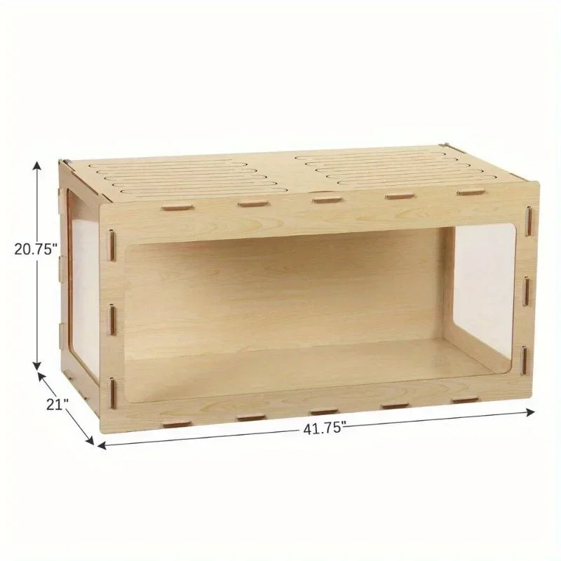 Wooden Hamster Cage with Acrylic Board and Flip Top Design