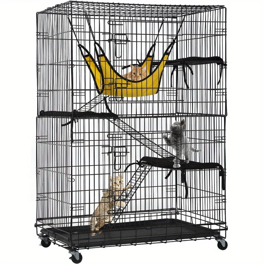 4-Tier Cat Cage Playpen with Free Hammock for Cats