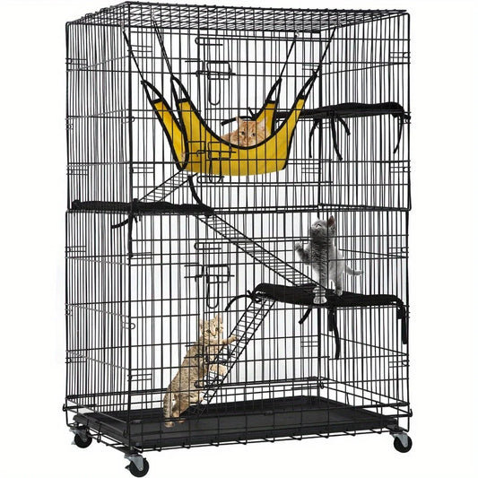 4-Tier Cat Cage Playpen with Free Hammock for Cats