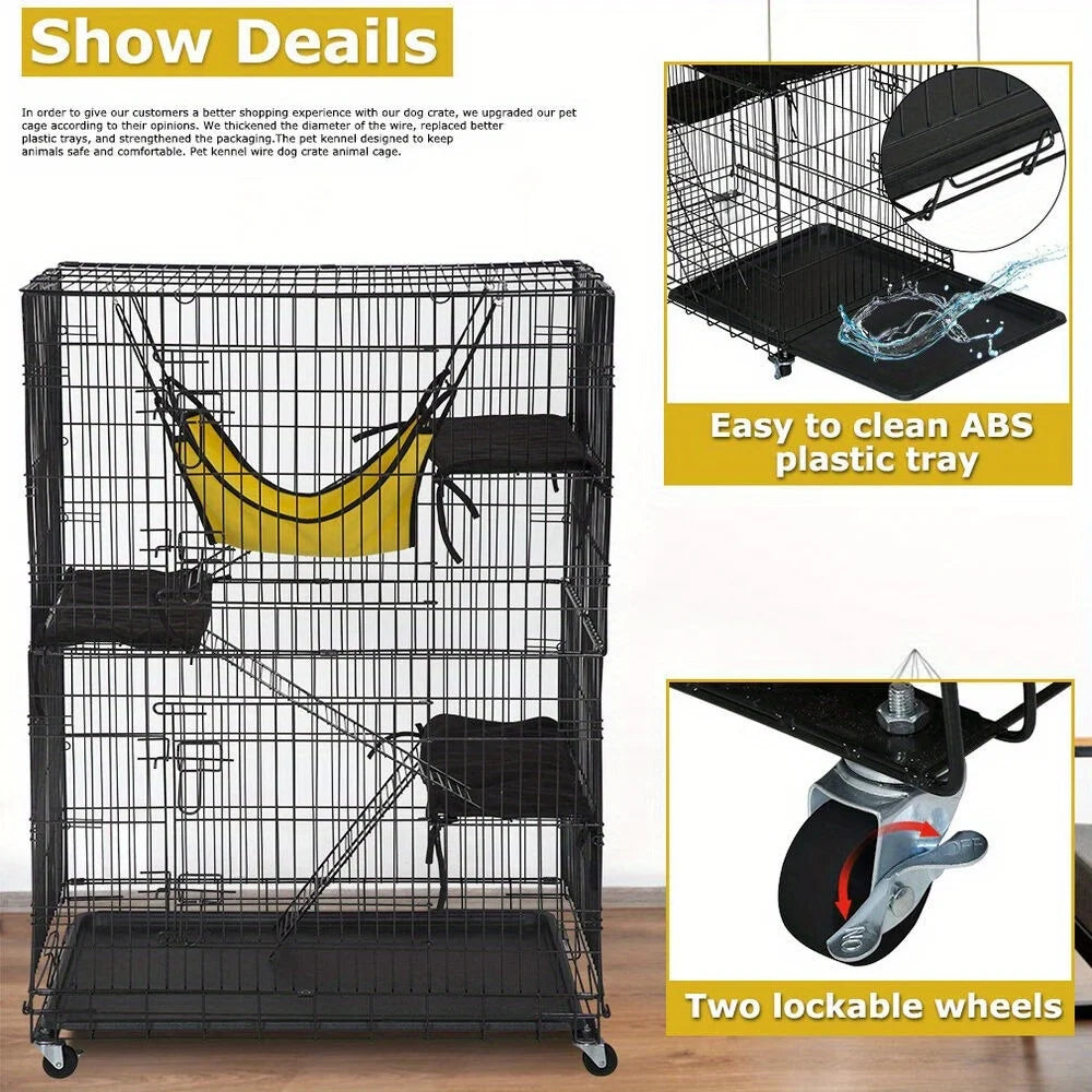 4-Tier Cat Cage Playpen with Free Hammock for Cats