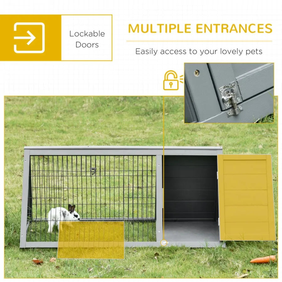 PawHut Wooden Outdoor Rabbit Hutch With Run And Ventilation