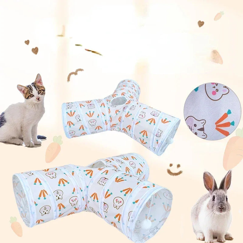 Tunnels Hideout Guinea Pig Foldable T Y Shaped Bunny Rabbit Tunnel Toys for Small Animals