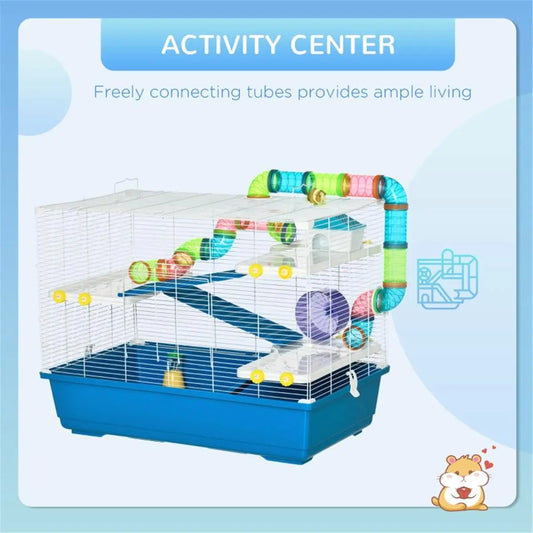 Spacious Multi-Tier Hamster Cage with Easy Carry Handles