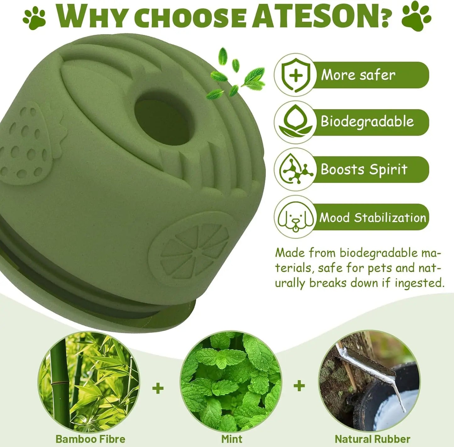 Durable Freezable Rubber Dog Chew Toy Mint Scented Low Mess