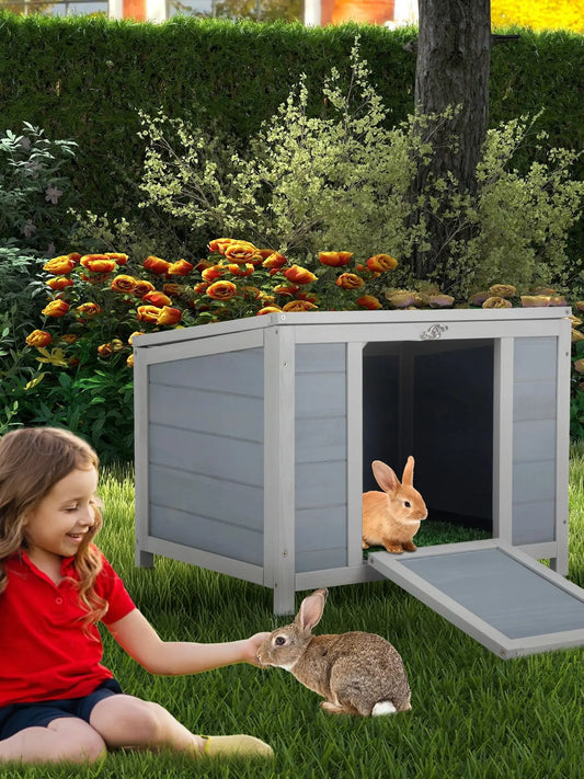 Wood Rabbit Hutch Indoor Outdoor Small Animal Habitat House