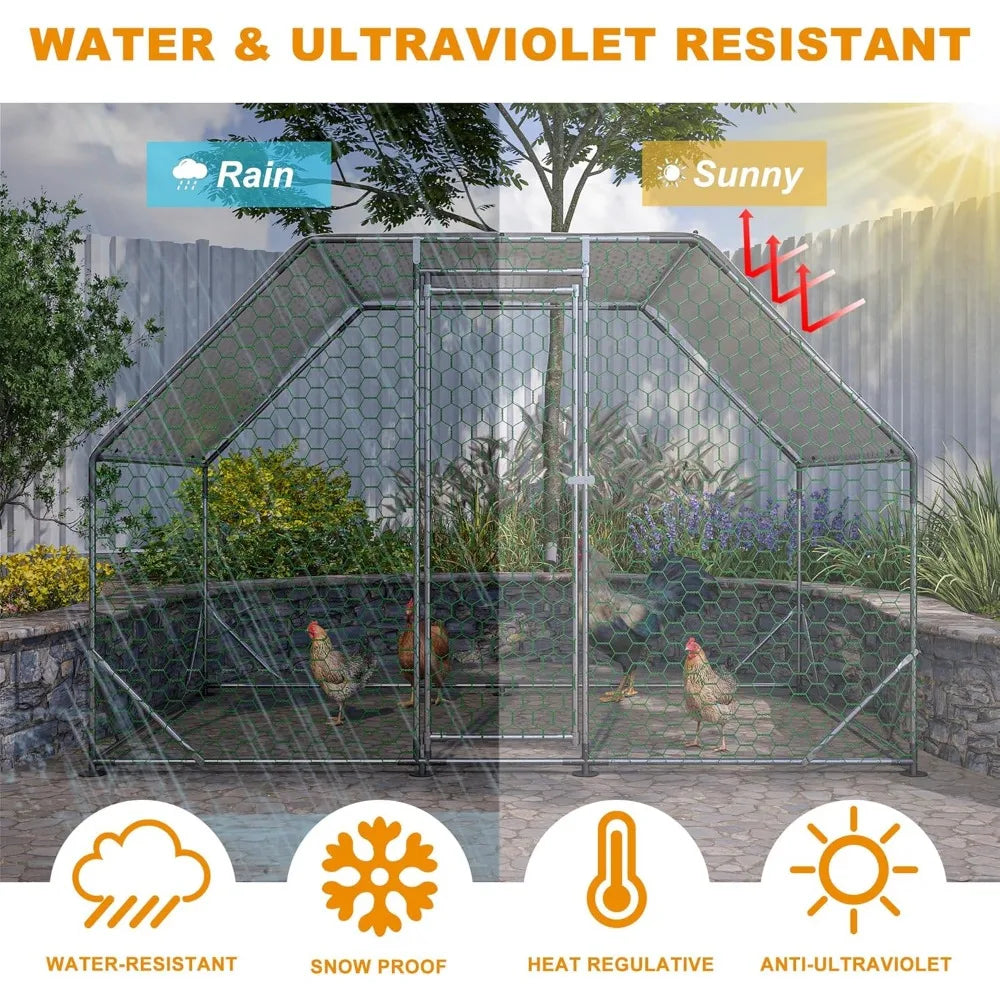 Durable Metal Walk In Poultry Coop And Outdoor Run Secure