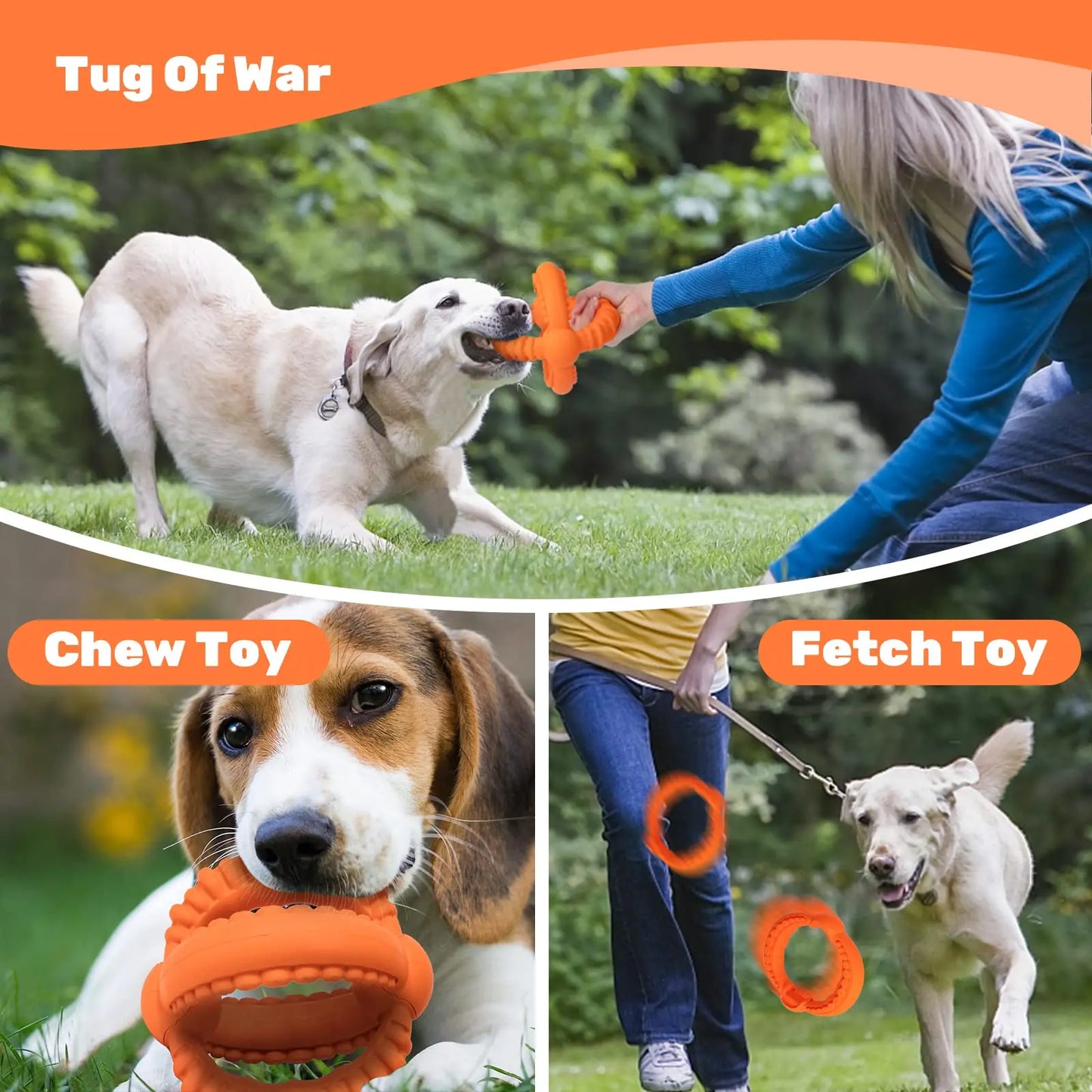 Interactive Tug of War Dog Toy with Detachable Rings