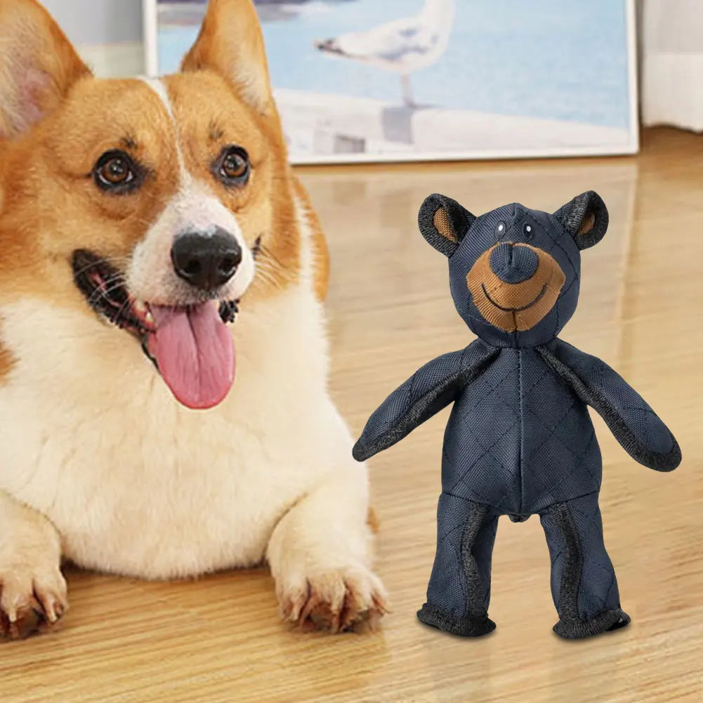 Indestructible Plush Bear Dog Toy With Sound Teeth Cleaner