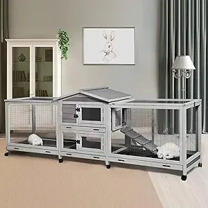 Large Rabbit Hutch and Guinea Pig Cage with Removable Trays