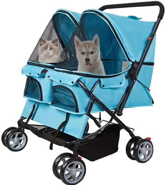 Double Pet Stroller for Two Dogs Cats Convenient Travel Solution