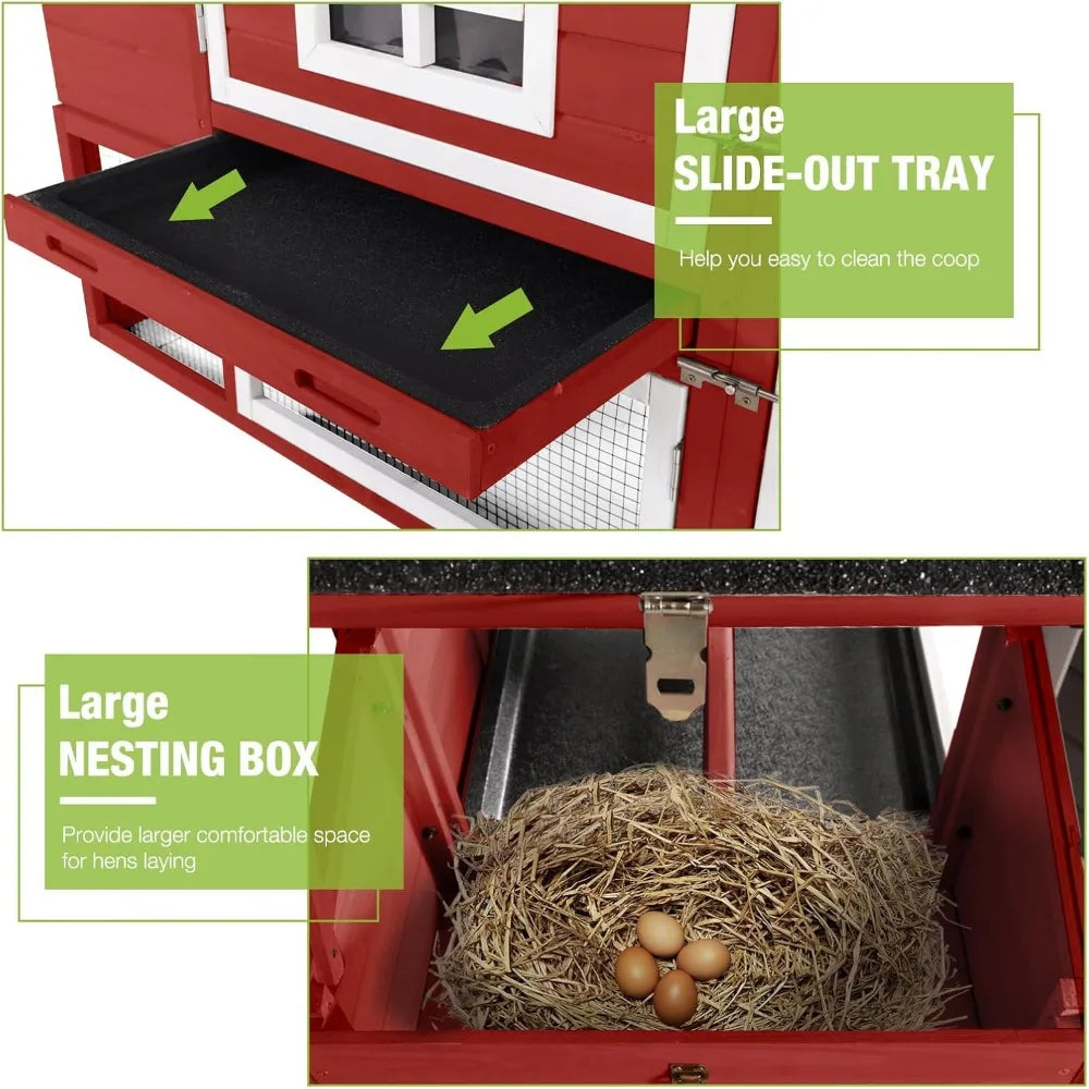Mobile Outdoor Rabbit Hutch With Run And UV Protective Roof