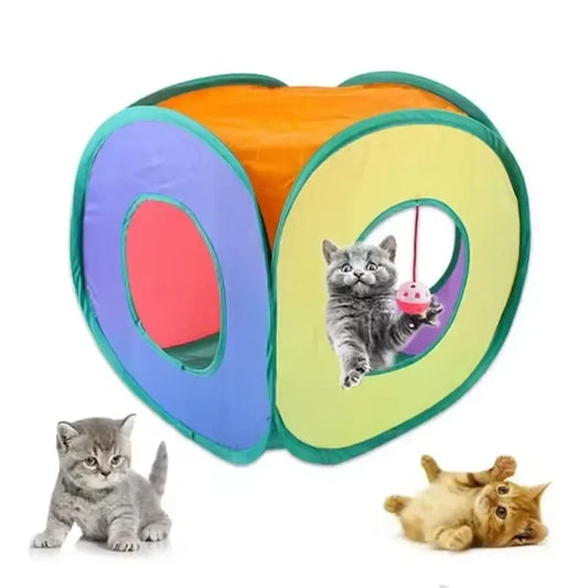 Fun Cat Tunnel Cube Tent Interactive Playhouse for Pets